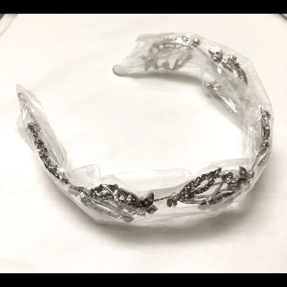 Crystal Tiara Headband Leaf Headpiece Vine bridal - Picture 8 of 8